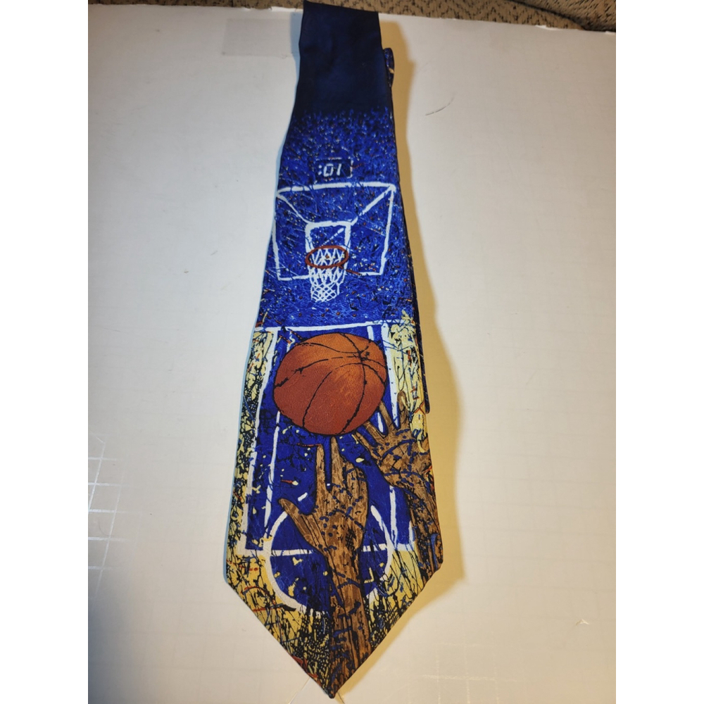 Evan Picone Sport Designer Basketball NBA Hoop Dress Neck Tie Coach Jump Ball